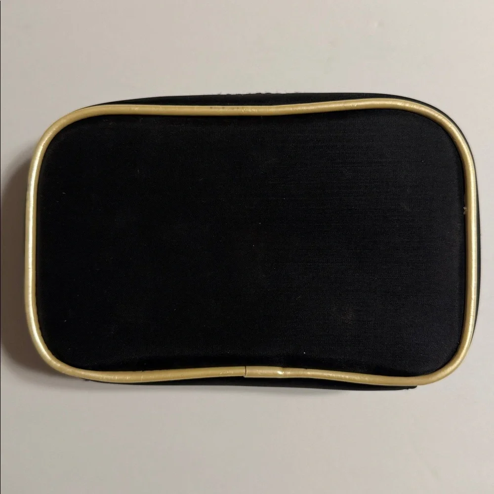 CHANEL Black and Gold Beauty Nylon Zippered Cosmetic Makeup Bag NWOT